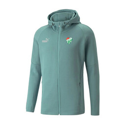 BURSASTORE - Sweat Puma Fermuarlı Kapşonlu Logo Mint Yeşil