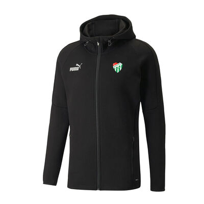 Sweat Puma Fermuarlı Kapşonlu Logo Siyah