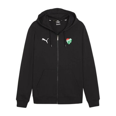 Sweat Puma Fermuarlı Kapşonlu Logo Siyah