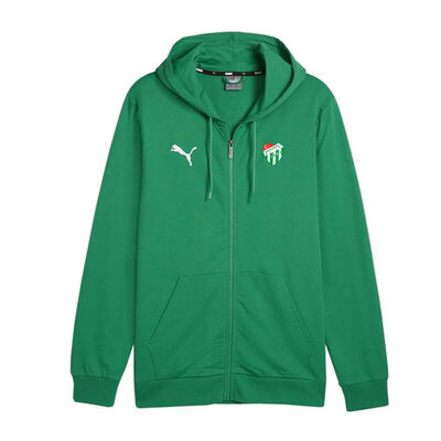 Sweat Puma Fermuarlı Kapşonlu Logo Yeşil