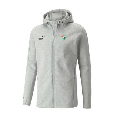 Sweat Puma Kapşonlu Logo Açık Gri