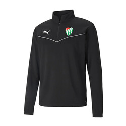 BURSASTORE - Sweat Puma Yarım Fermuar Logo Siyah